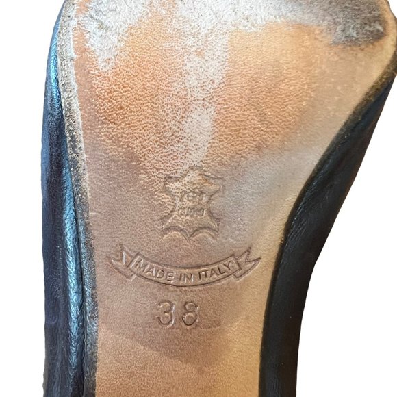 Vintage Jean Marie Chocolate Brown Leather Criss-Cross Strap Pumps Italy - Picture 13 of 15